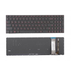 Клавиатура для ноутбука Asus G551, G771, GL552, GL752, N551, N552, N751 Черная, без рамки, красная подсветка