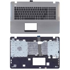 Клавиатура, топ-панель для ноутбука Asus X751B, X751L, X751M, X751N, X751S, X751Y Чёрно-серебристая