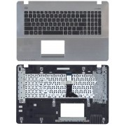 Клавиатура, топ-панель Asus X750JA, X750JB, X750JN, X750LB, X750LD, X750LN, X750VB, 90NB01K2-R31RU0 Чёрно-серебристая