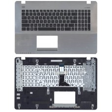 Клавиатура, топ-панель для ноутбука Asus X750JA, X750JB, X750JN, X750LB, X750LD, X750LN, X750VB Чёрно-серебристая