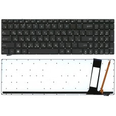 Клавиатура для ноутбука Asus G56J, N550J, N56D, N56J, N56V, N750J, N76V, Q550L, R500V, R505, ZenBook U500V Чёрная, без рамки, с подсветкой